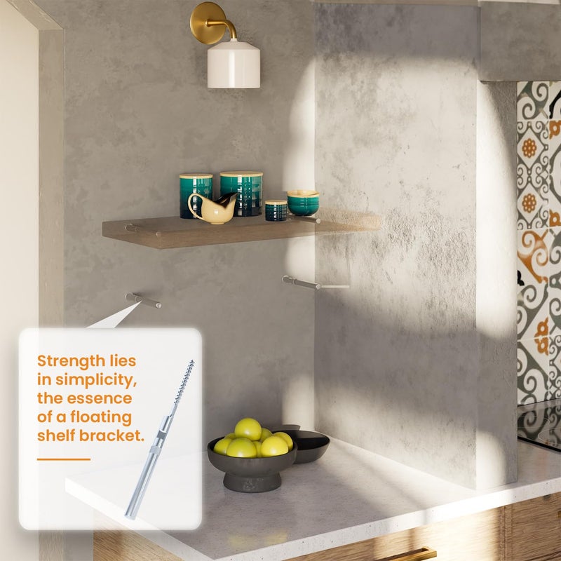 BATODA Floating Shelf Bracket (8 pcs) - Blind Shelf Supports - Silver Hidden Brackets for Floating Wood Shelves â€“ Great Invisible Support for Thin Shelf â€“ Shelving Mounting Hardware Included (Pack 8) - Image 4